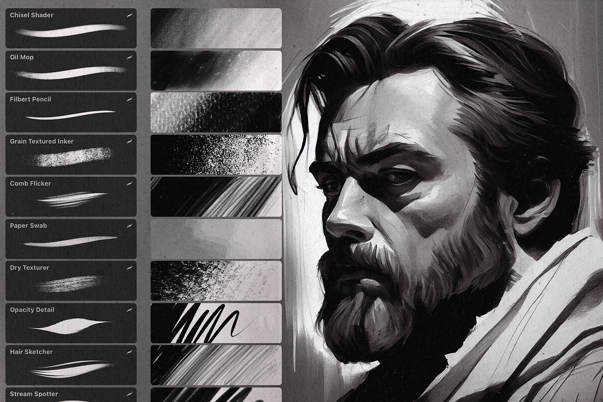 46 Portrait Brushes For Procreate, a Brush Add-On by BrushArchive (Photo 6 of 10)