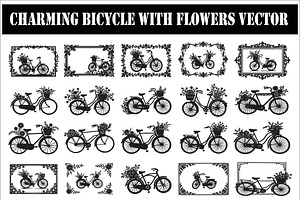 Charming Bicycle with Flowers, an Illustration by Amazin_art