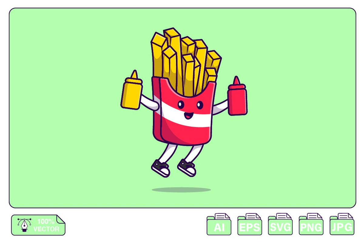 Cute French Fries Holding Tomato Sau, an Object Graphic by Artstorystudio (Photo 1 of 3)
