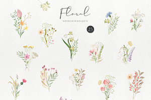 Watercolor Wildflowers Graphic Set