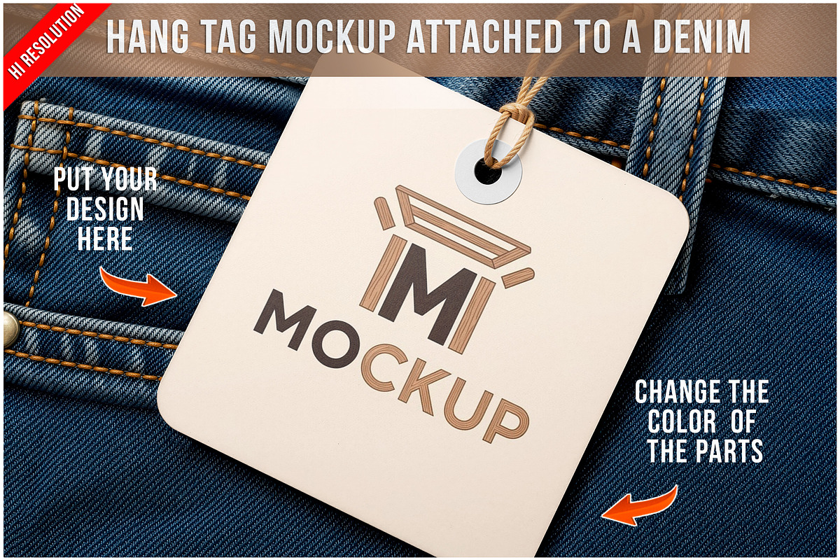 Denim Garment Hang Tag PSD, a Product Mockup by Bruno's Shop (Photo 1 of 3)