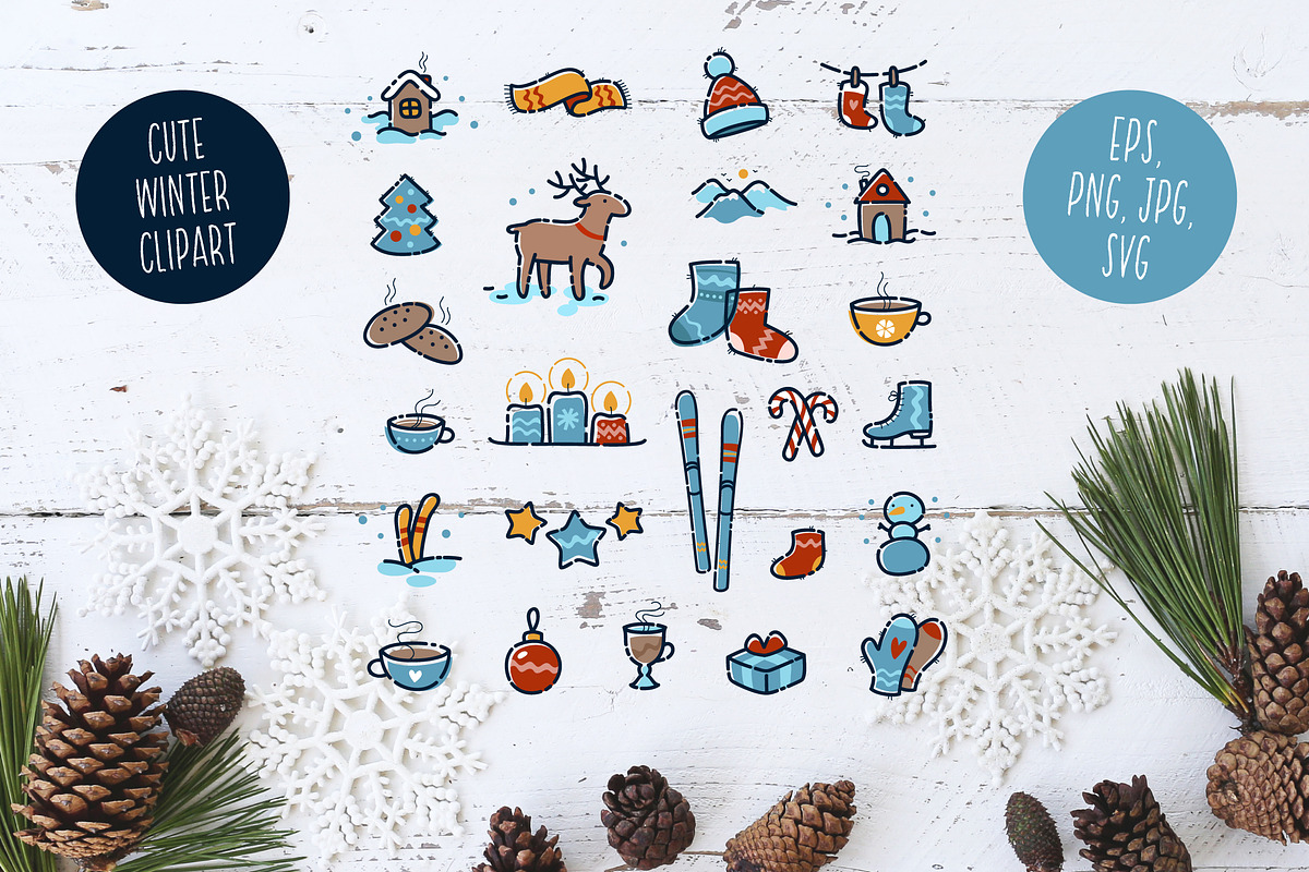 Merry Christmas small clipart, an Illustration by Nina's Illustration Shop (Photo 2 of 3)