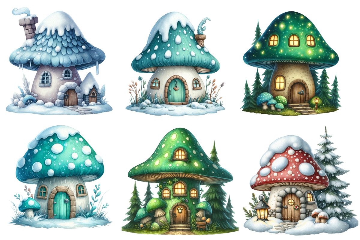 Christmas  Mushroom House Clipart, an Illustration by Designworld (Photo 2 of 6)