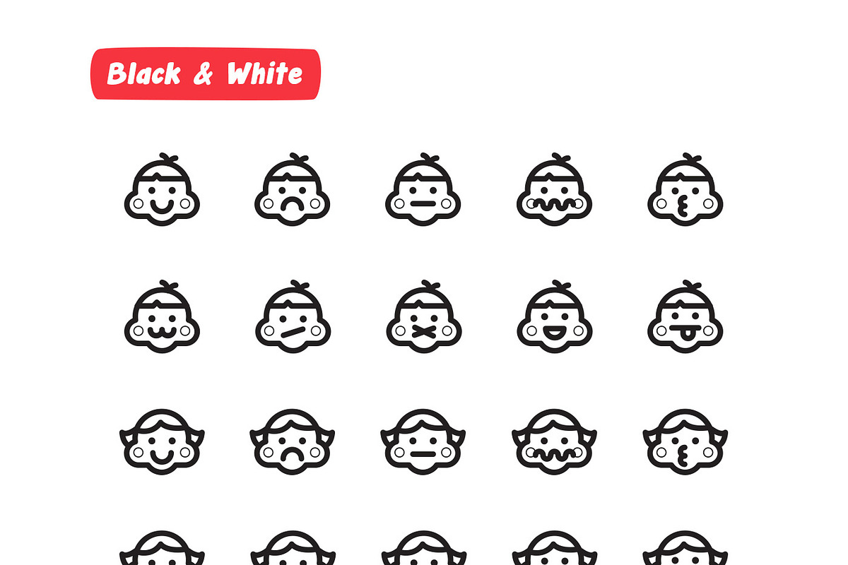 Rosy Cheeks Emoticon Set, an Outline Icon by NAS (Photo 2 of 3)