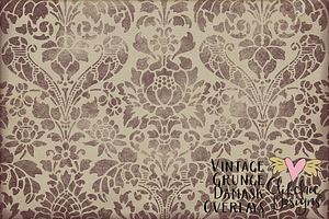 Vintage Grunge Damask Overlays