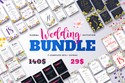 Floral Wedding Invitation Bundle, an Invitation Template by LovePowerDesigns (Thumbnail 1 of 17)