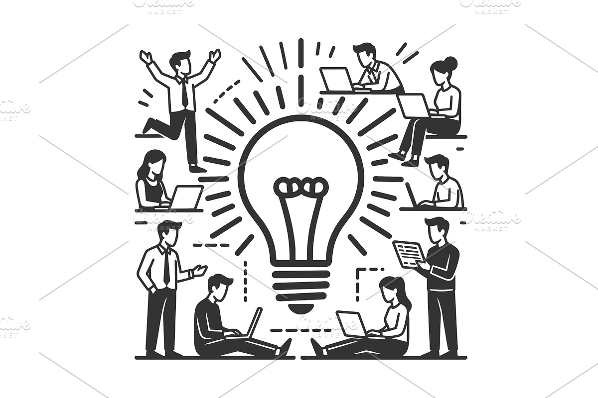 Team Collaboration Around Idea, a Person Illustration by AlexArt
