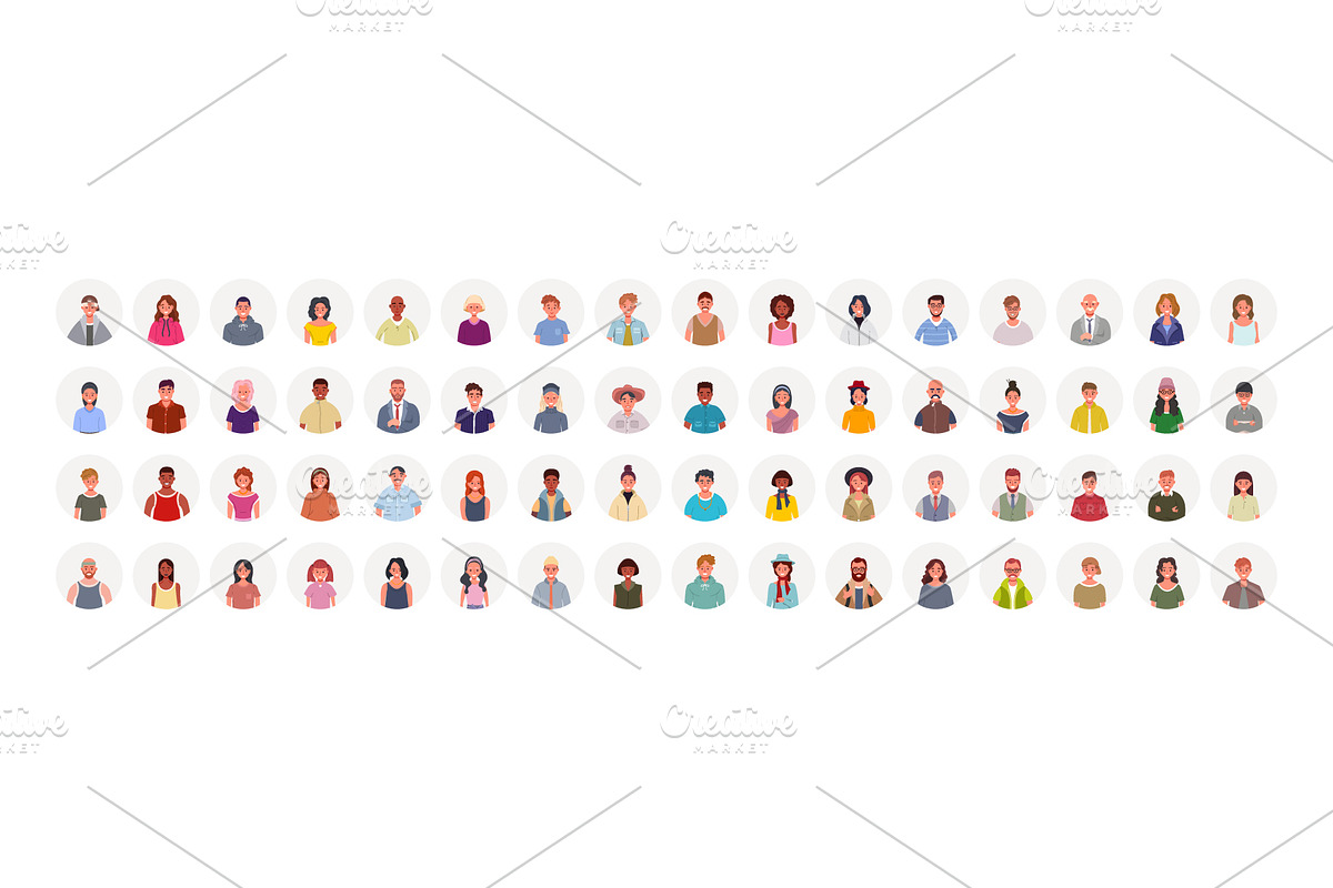 Set of diverse people avatars, a Person Illustration by Yayasya (Photo 1 of 3)