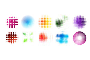 Halftone colored object set . Not AI, an Illustration by Nenahliadava Design