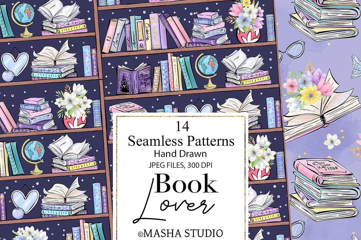 Book Lover Seamless Paper Pack, a Pattern Graphic by Masha  Studio (Photo 9 of 9)