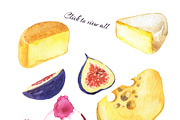 Cheese and wine watercolor, a Food Illustration by Watercolor & sketches (Thumbnail 2 of 5)