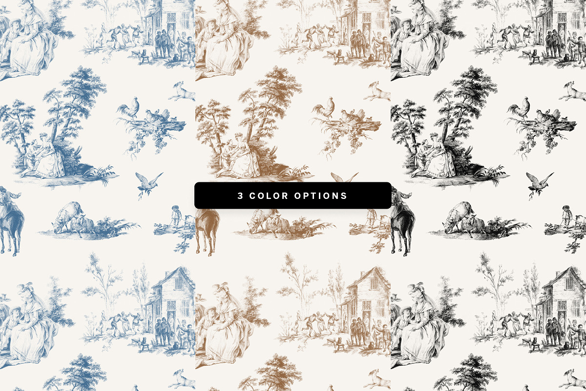 Chinoiserie Toile Seamless Patterns, a Pattern Graphic by Century Library (Photo 3 of 8)