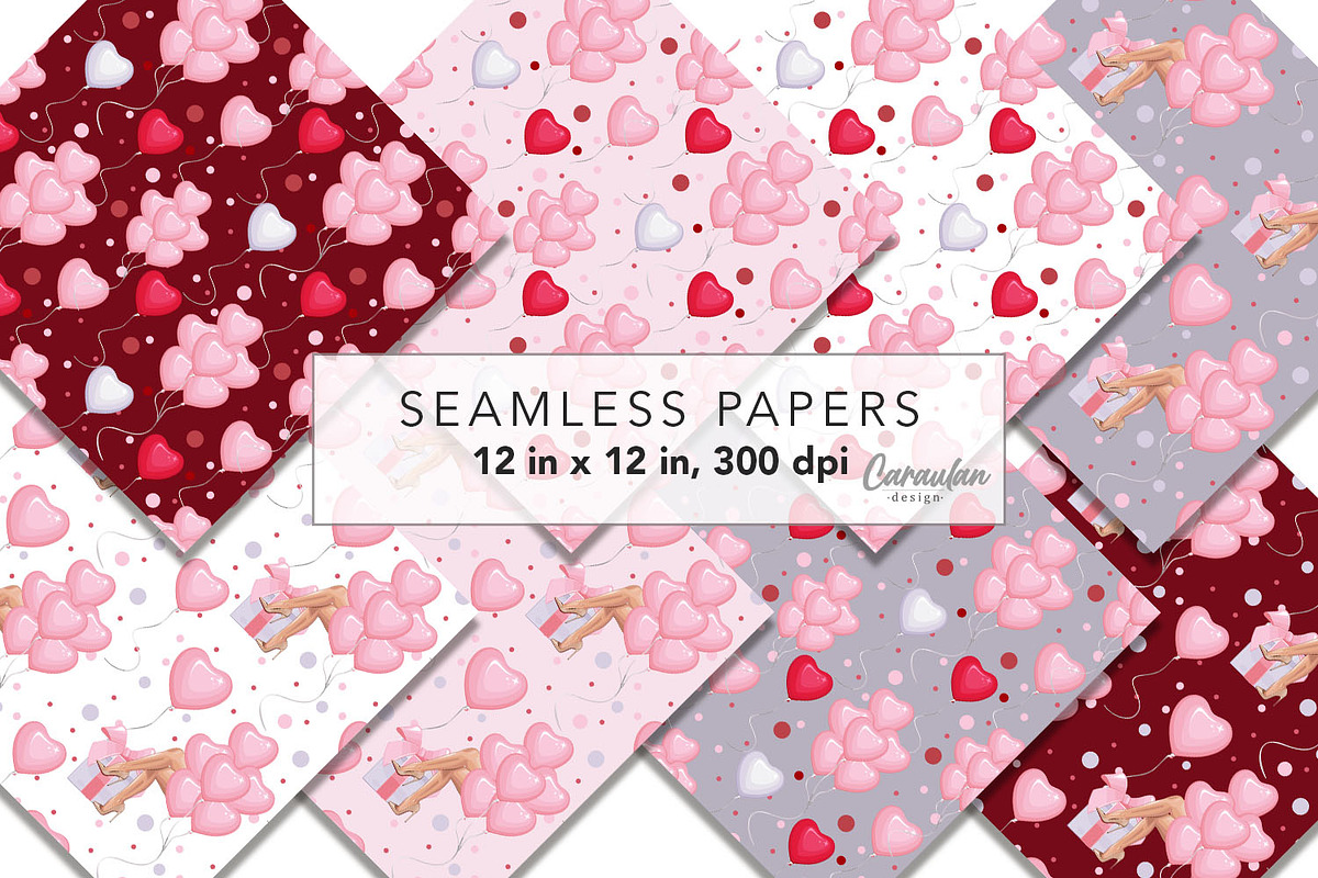 Valentine's Day Backgrounds, a Pattern Graphic by Serghei Caraulan (Photo 5 of 9)