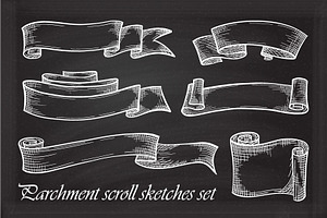 Parchment Scroll Sketches Set