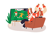 Sports fans watch soccer game on TV, a Sport Illustration by Good Studio (Thumbnail 5 of 7)