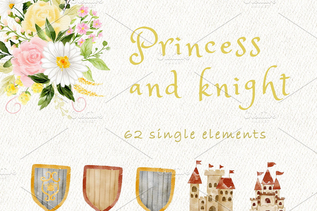 Princess and knight clipart, a Decorative Illustration by heyiamalice (Photo 6 of 13)