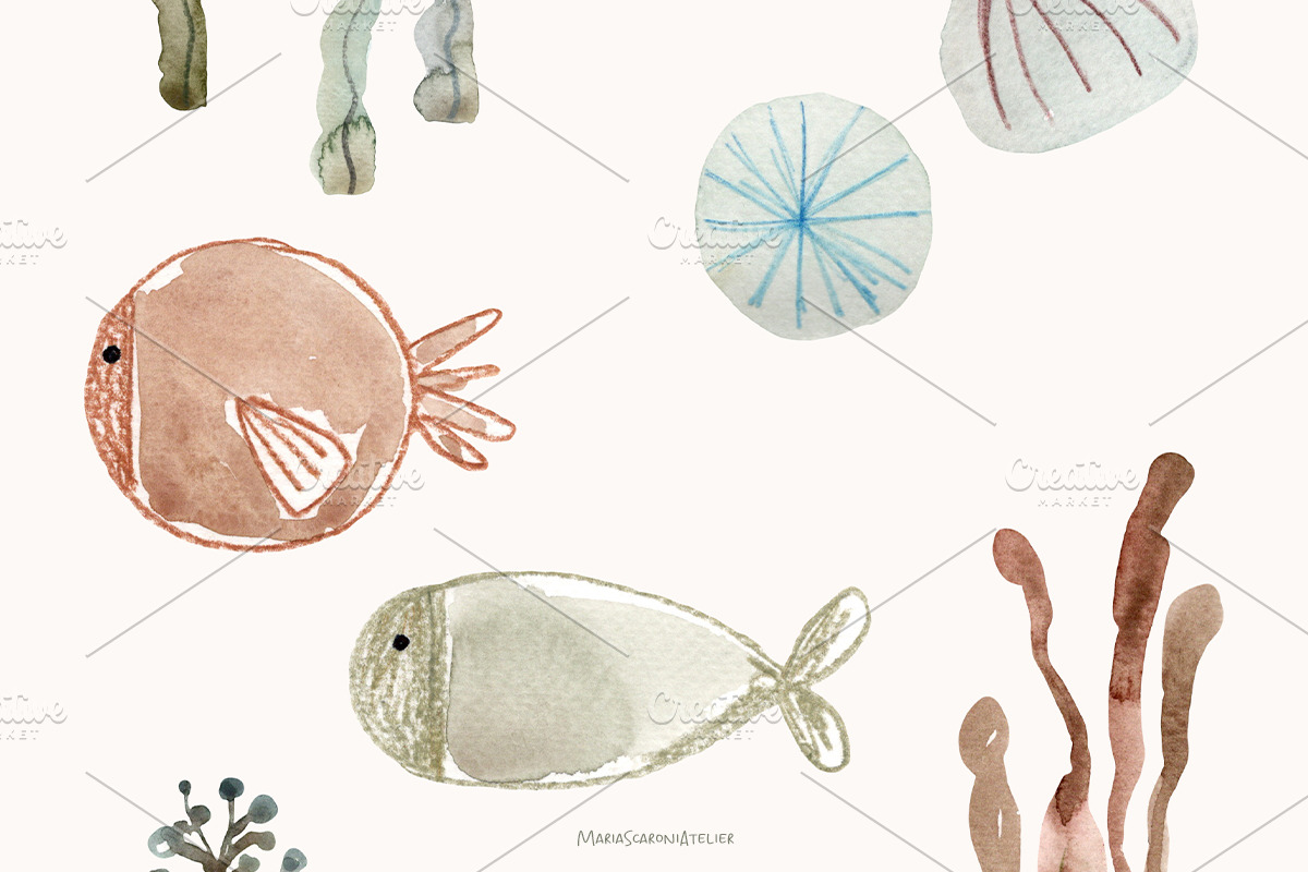 Under The Sea Watercolor Painting, an Animal Illustration by MariaScaroniAtelier (Photo 2 of 3)