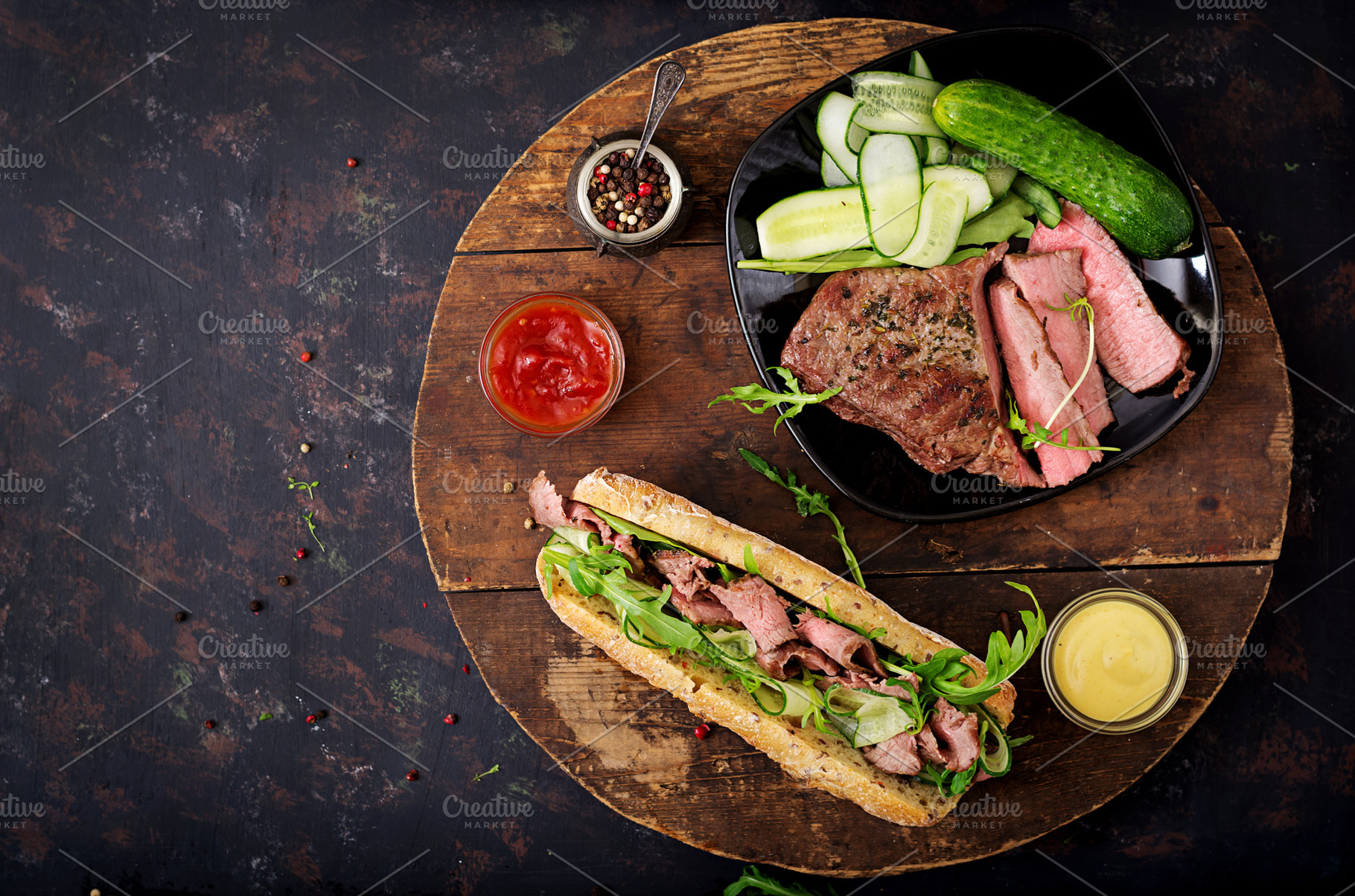 Sandwich with roast beef containing closeup, roast, and meal, a Food & Drink Photo by timolina
