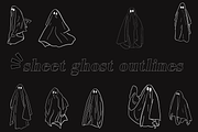 SALE Sheet Ghost Outlines, an Object Graphic by pinkdrinksoul (Thumbnail 1 of 3)
