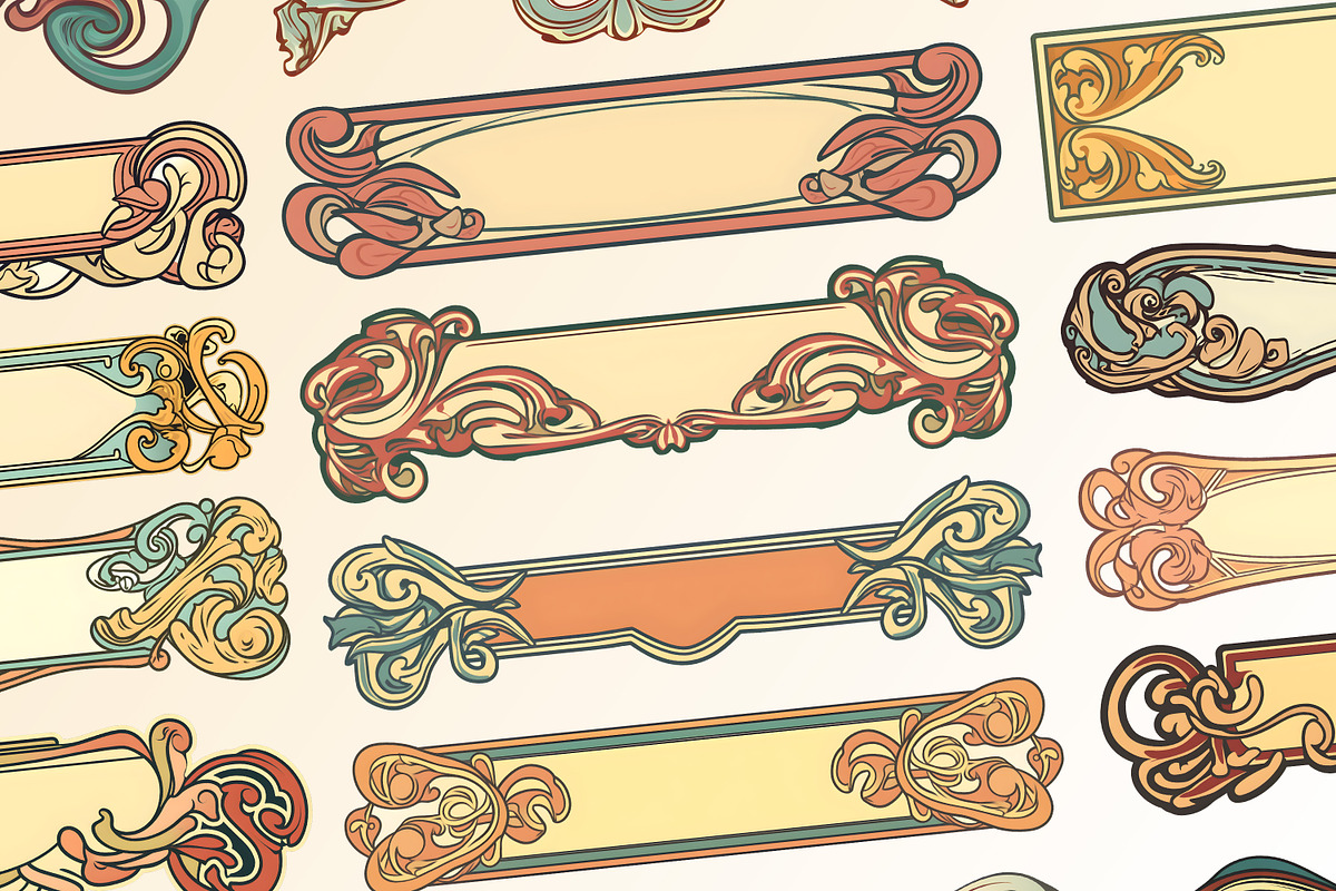 65 ribbons Art Nouveau, a Decorative Illustration by Stanislav Kharchevskyi