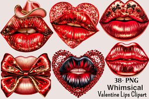 Valentine Lips Clipart PNG