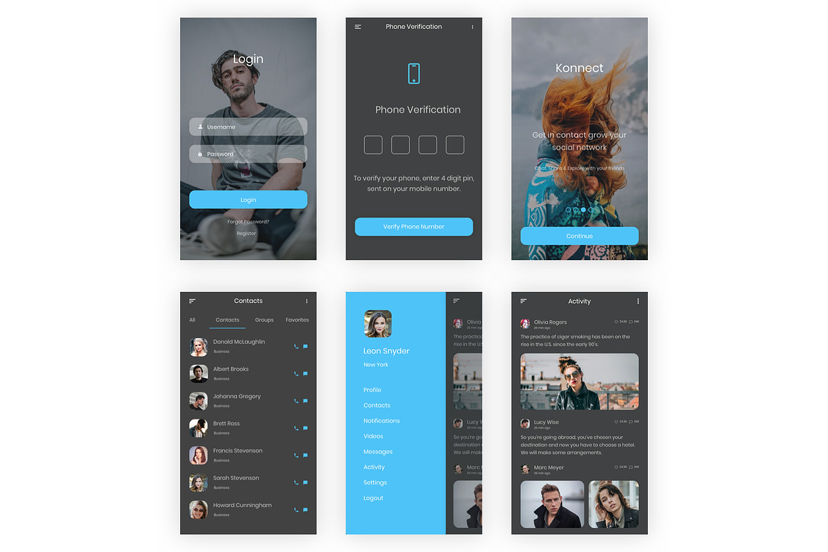 Konnect - Social Media Photoshop App, an UI Kit Template by themelove (Photo 8 of 9)