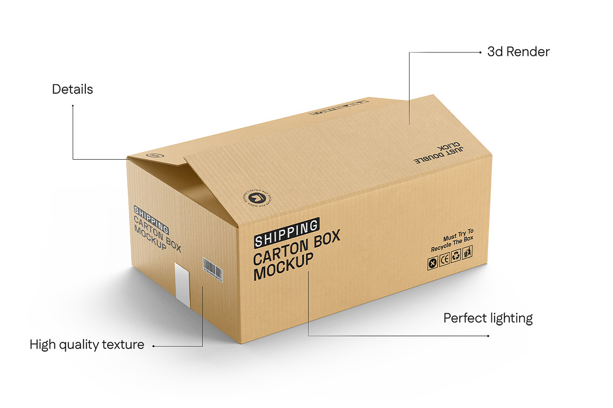 Cardboard Box with Tape Mockup, a Packaging Mockup by RamStudio2 (Photo 9 of 16)