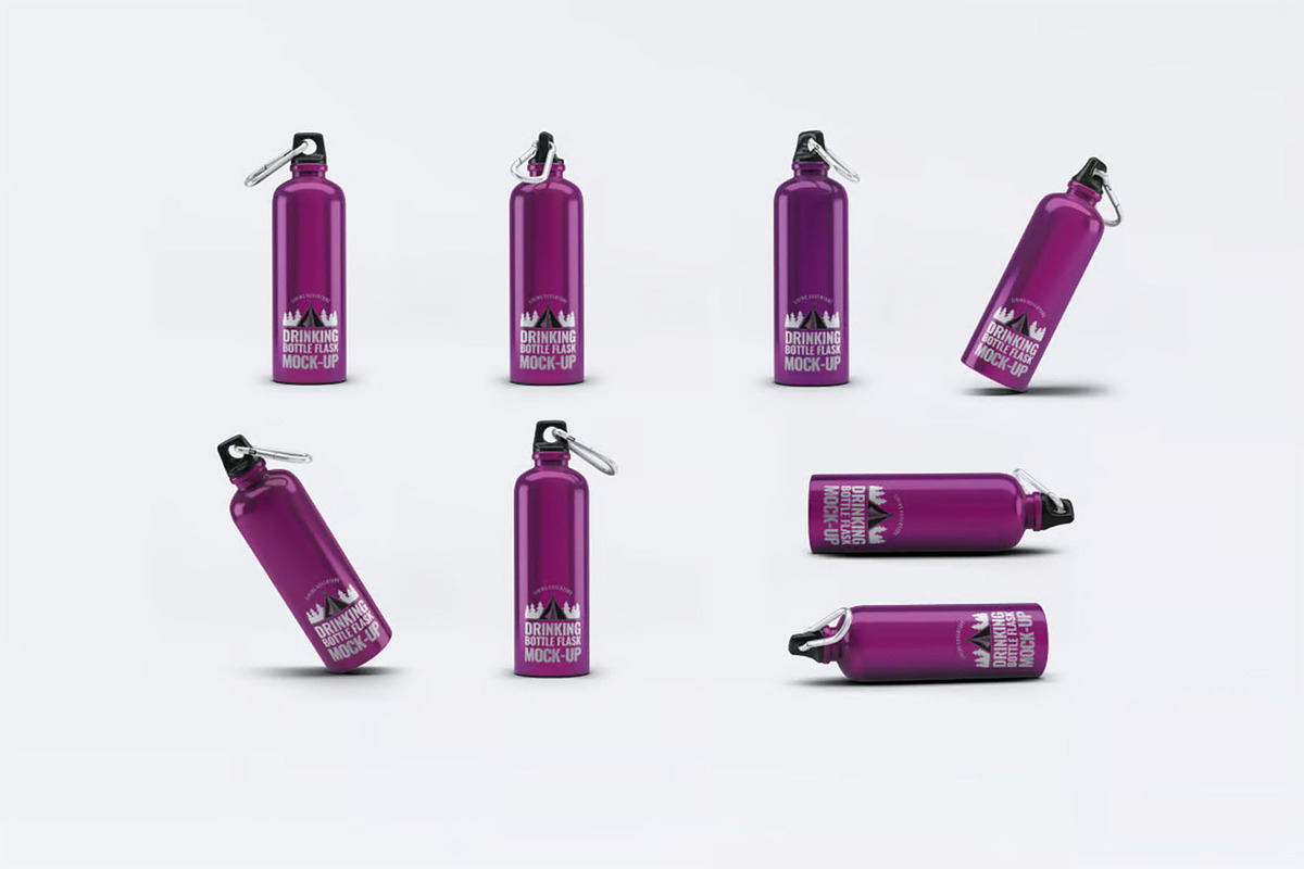 Drinking Bottle Flask Mock-Up, a Product Mockup by DesignRushMarket (Photo 1 of 6)