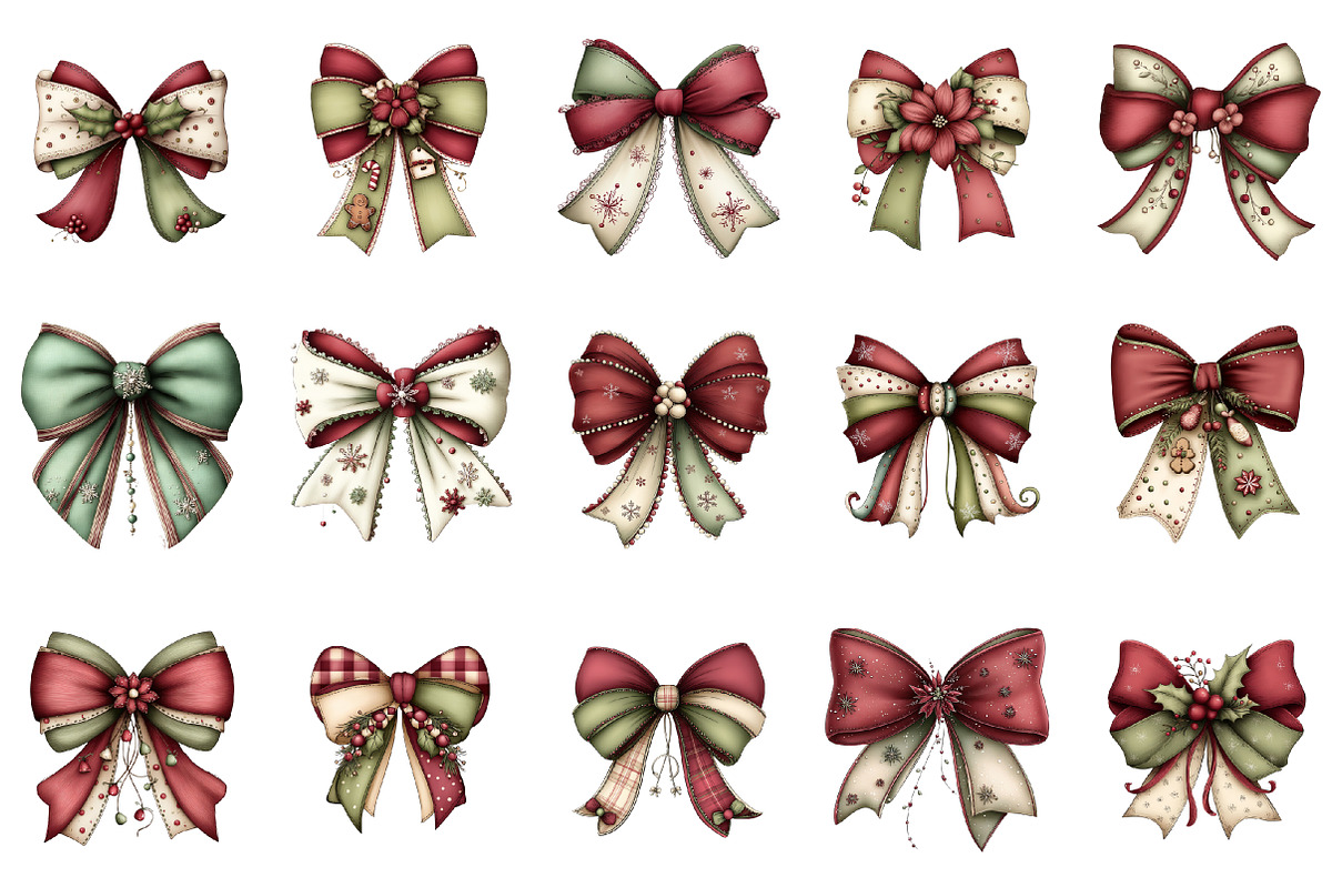 Whimsical Christmas Coquette Bow Cli, an Illustration by designcity5 (Photo 3 of 5)