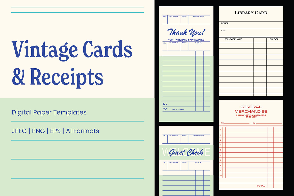 Vintage Cards & Receipts, an Object Graphic by The Fake PNG (Photo 1 of 5)