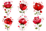 Valentine's Rose Clipart, an Illustration by Pixels.Craft (Thumbnail 4 of 5)