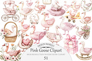 Watercolor Pink Goose Clipart, an Illustration by Design Market (Thumbnail 1 of 5)