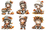 Fall Kids Clipart, Cute Autumn, an Illustration by Daily.Designs (Thumbnail 4 of 5)