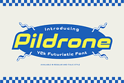 Pildrone - Y2k Futuristic Font, a Sans Serif Font by Sronstudio (Thumbnail 1 of 12)