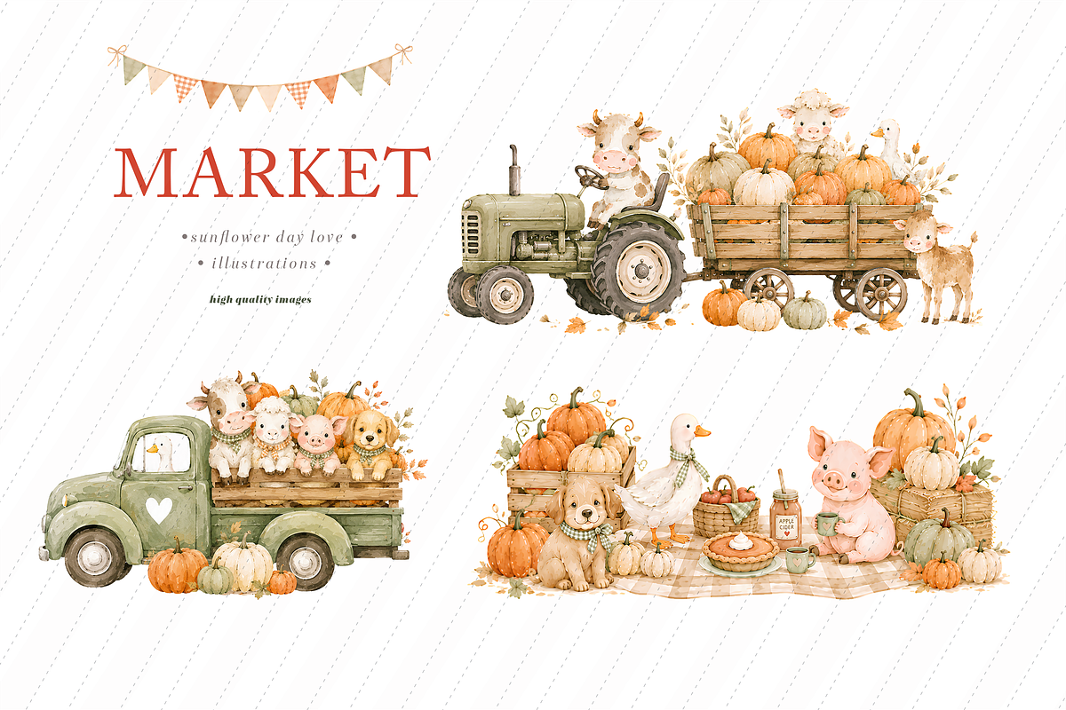 Fall Farm Barnyard Animals Clipart, an Animal Illustration by Sunflower Day Love (Photo 3 of 6)