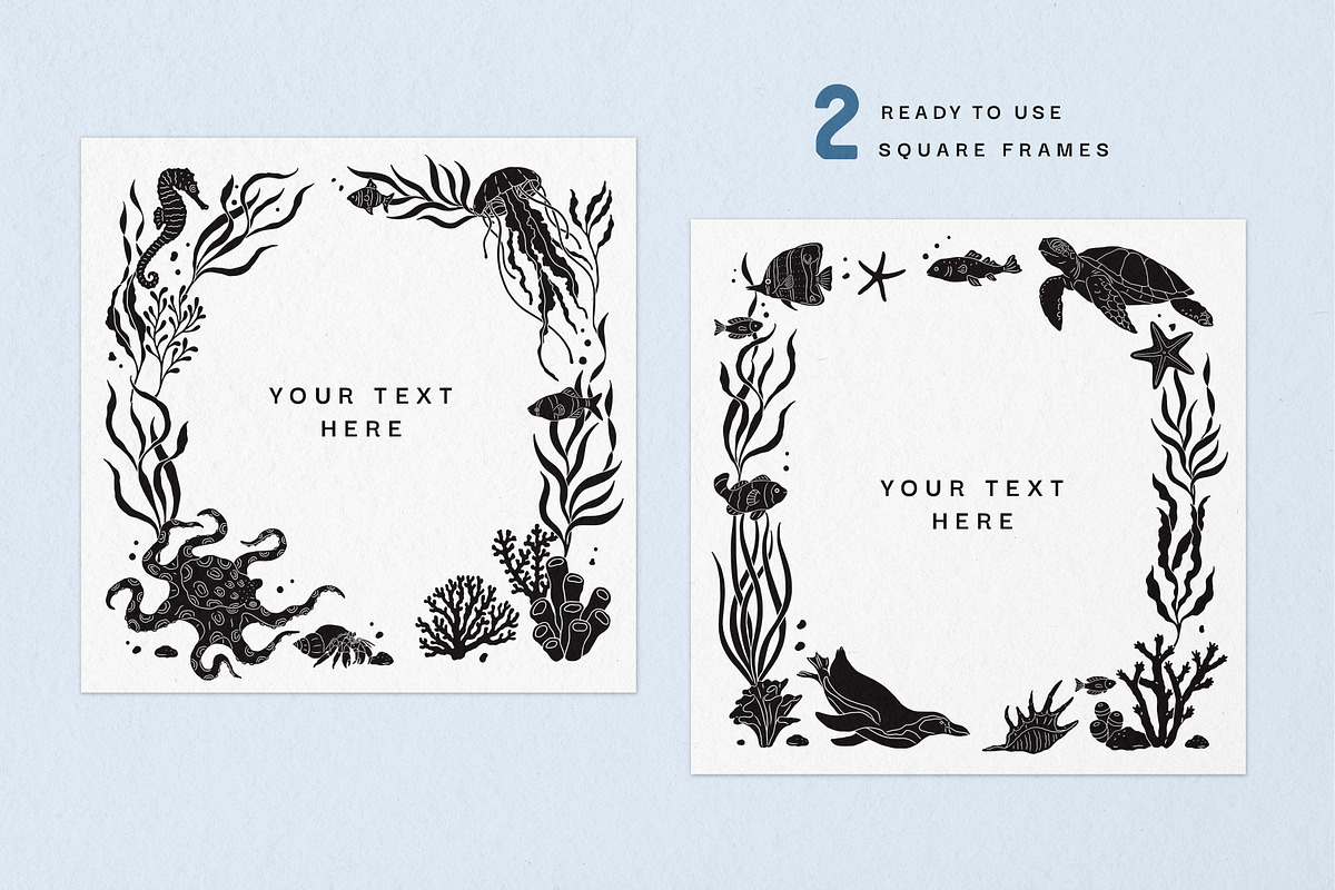 Sealife Silhouettes Illustration Set, an Animal Illustration by rouxsupplyco (Photo 8 of 16)
