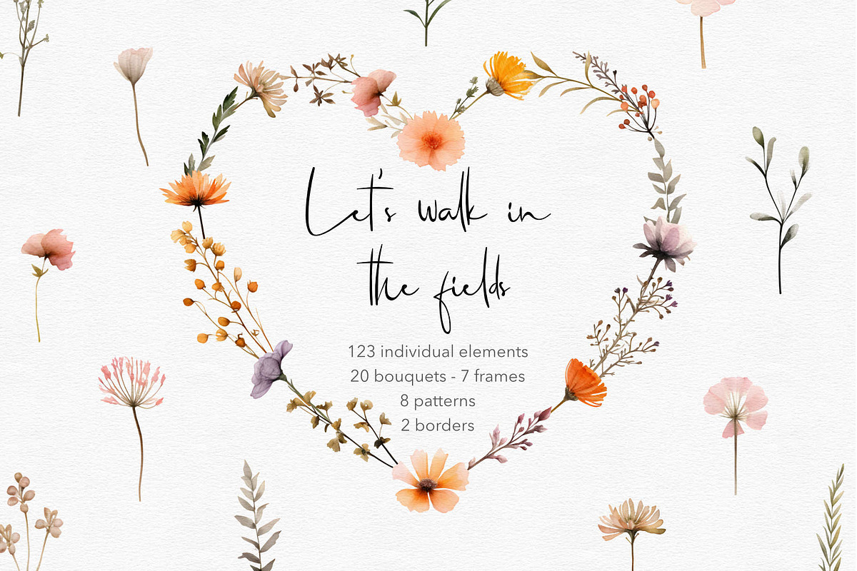 Tiny wildflowers set, a Decorative Illustration by marie dricot (Photo 1 of 15)