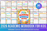 2026 Academic Workbook for Kids Kdp, a Stationery Template by Mustafiz (Thumbnail 1 of 11)