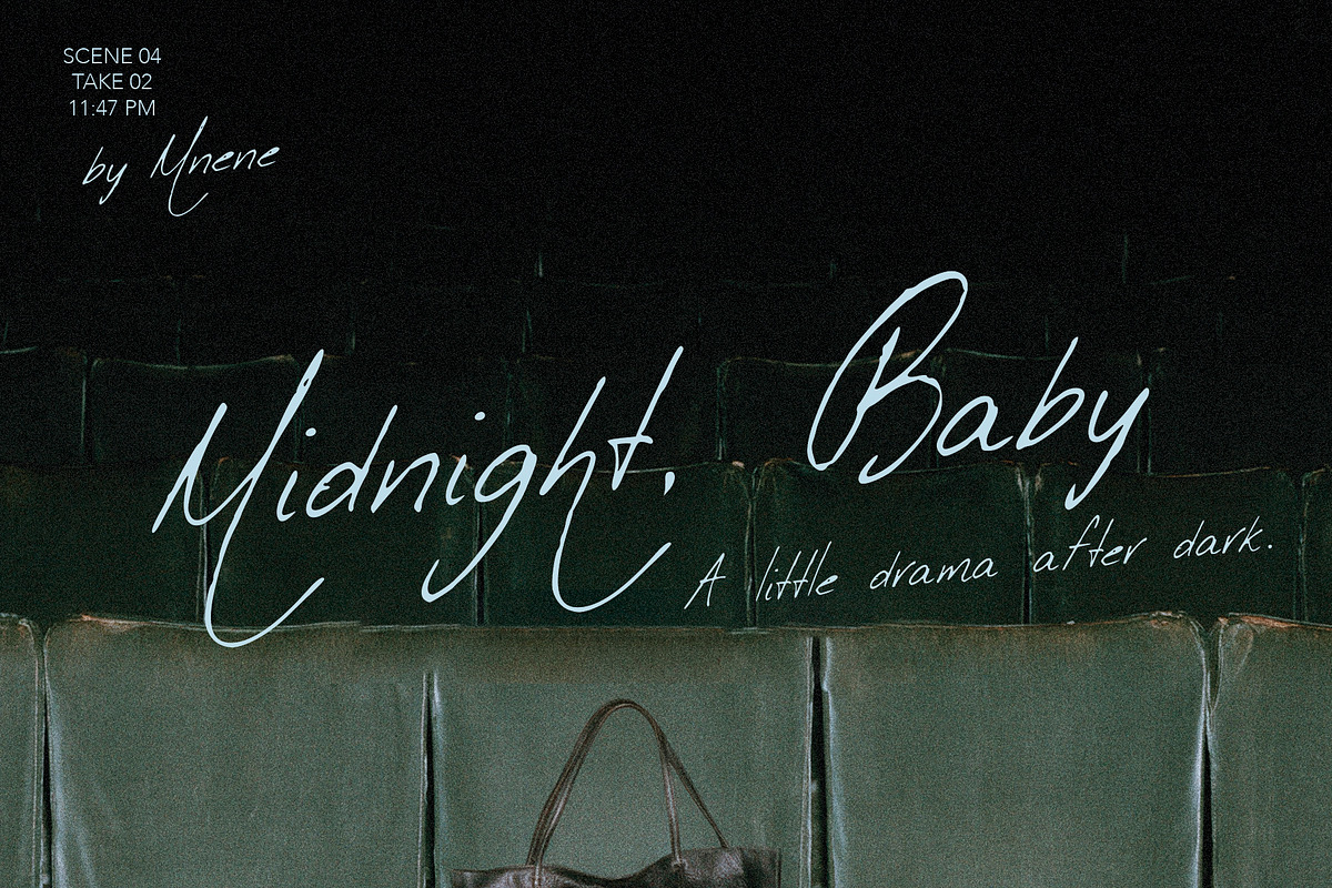 Midnight Baby - Handwritten Script, a Script Font by Mneme (Photo 1 of 7)