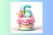 3D Birthday Cake Numbers Clip Art, a Food & Drink 3D Model by Whiskey Bee Boutique (Thumbnail 7 of 11)