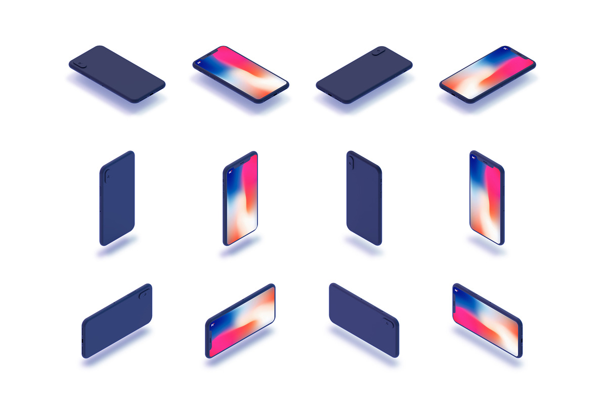The isometric iPhone X Clay mockups, an iPhone Mockup by 360 Mockups (Photo 7 of 8)