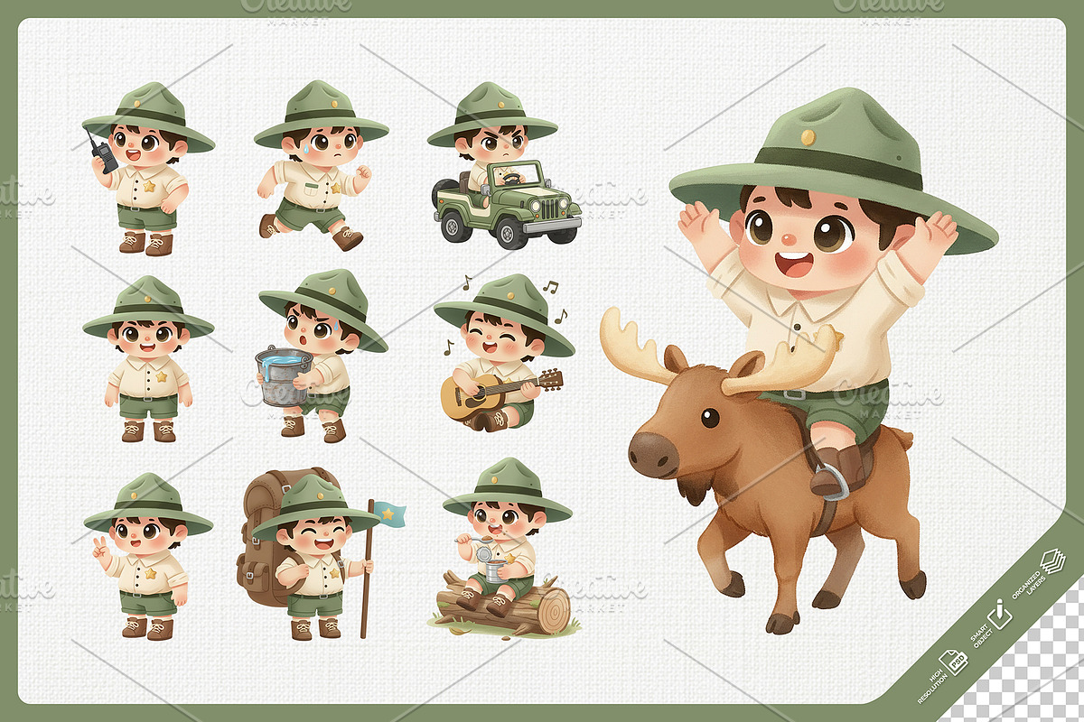 Adorable Park Ranger Kids Cartoon, an Education Illustration by Gohsantosa (Photo 3 of 4)