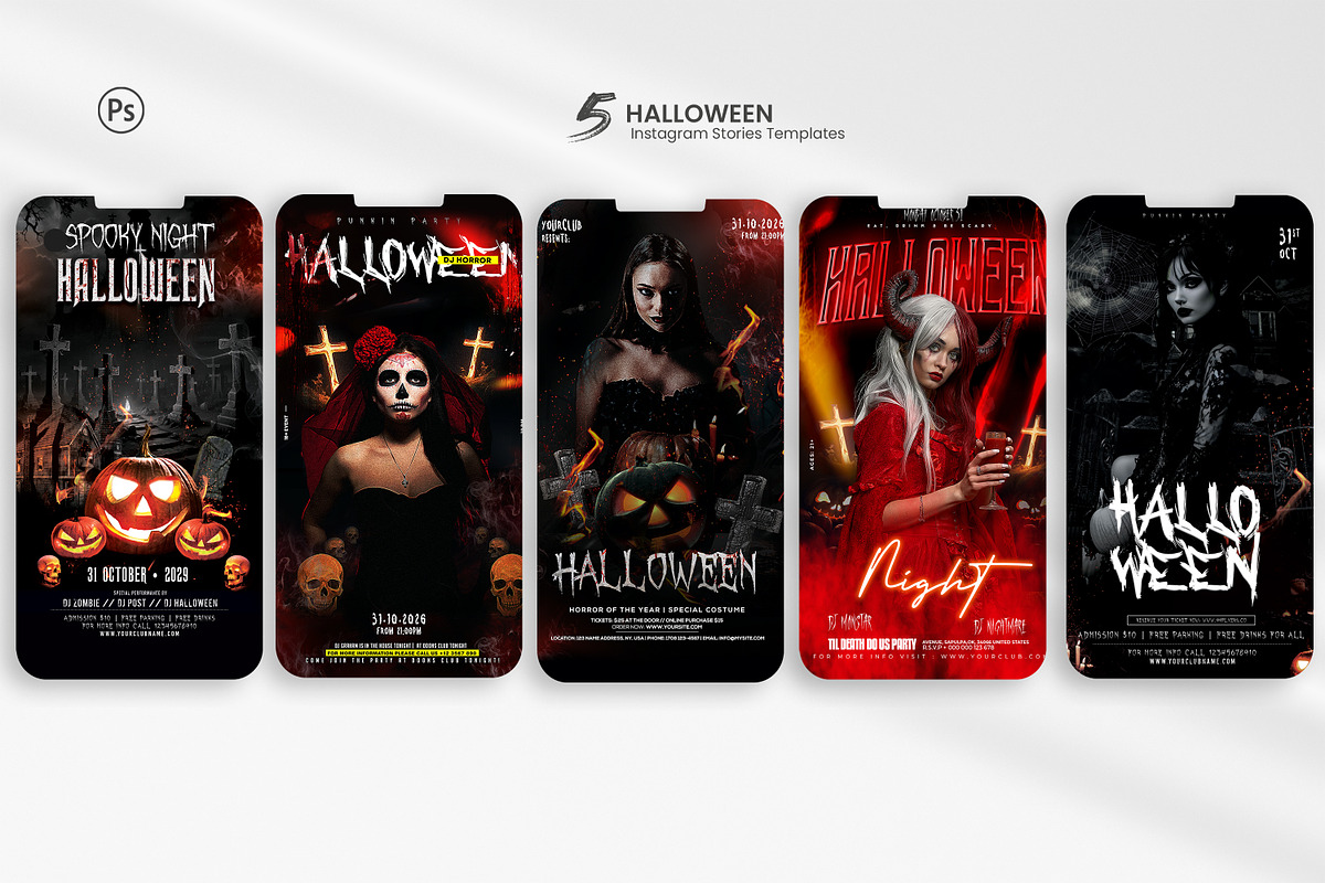 16 Halloween Banners (Bundle) PSD, a Social Media Template by Ronita Shkodra (Photo 3 of 4)
