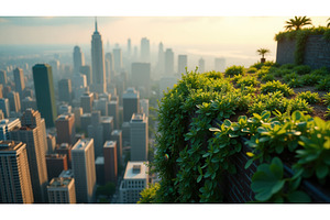 Urban skyline with lush green, an Illustration by tilialucida