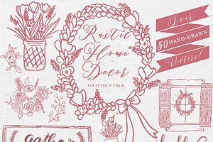 Rustic Home Decor - 50+ Handrawn Vec