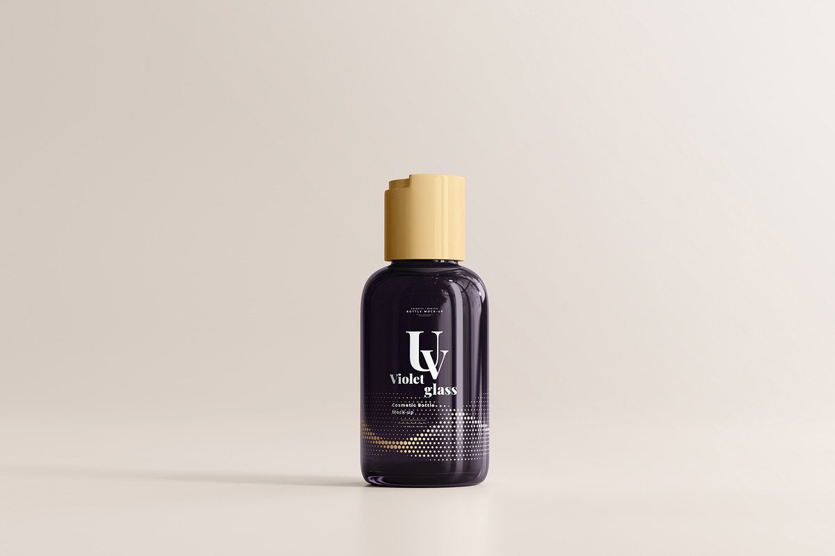 Violet Glass Cosmetic Bottle Mock-up, a Cups & Container Mockup by pmvch (Photo 1 of 20)