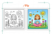 Spring Woman Coloring Pages, a Decorative Illustration by Ink Gallery (Thumbnail 4 of 9)