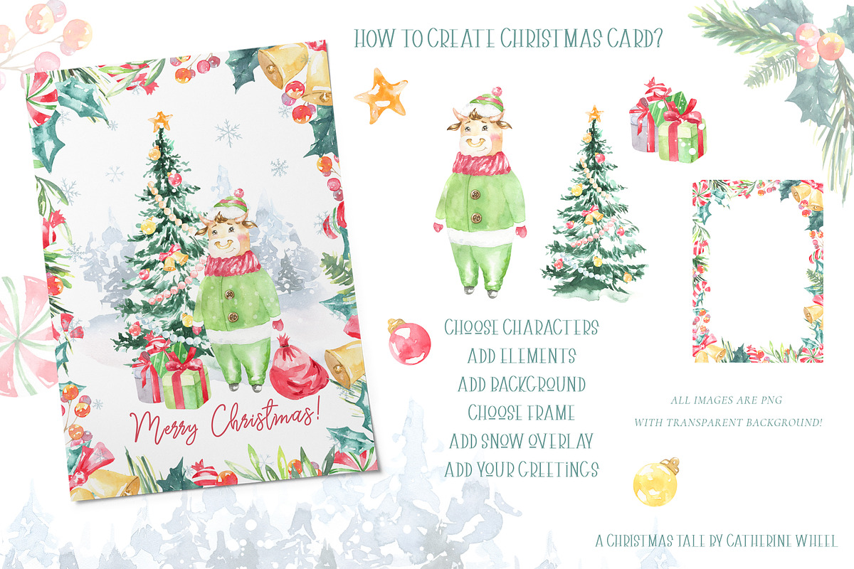 Christmas Tale Watercolor Clipart, an Animal Illustration by Catherine Wheel (Photo 9 of 14)
