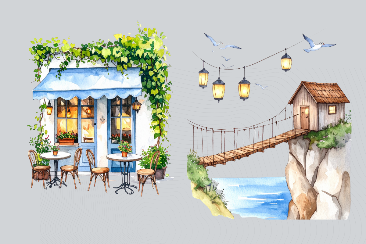 Whimsical Cottage Clipart Bundle PNG, an Object Illustration by Daffodil Dream Studio (Photo 2 of 6)
