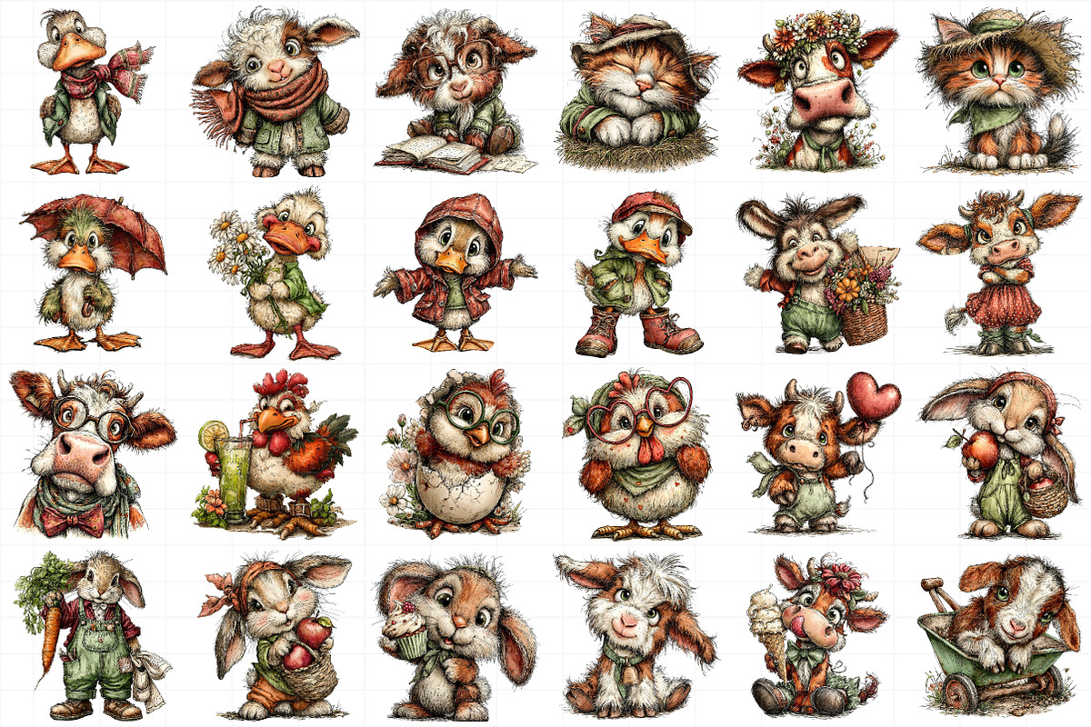 Whimsical Farm Animal Clipart Bundle, an Illustration by Daily.Designs (Photo 5 of 5)